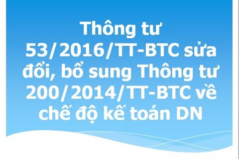 Thông tư 53/2016/TT-BTC sửa đổi thông tư 200/2014/TT-BTC về tỷ giá hối đoái