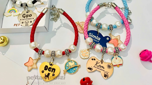 Thẻ tên chó mèo có thiết kế đa dạng mix cùng dây charm dễ thương