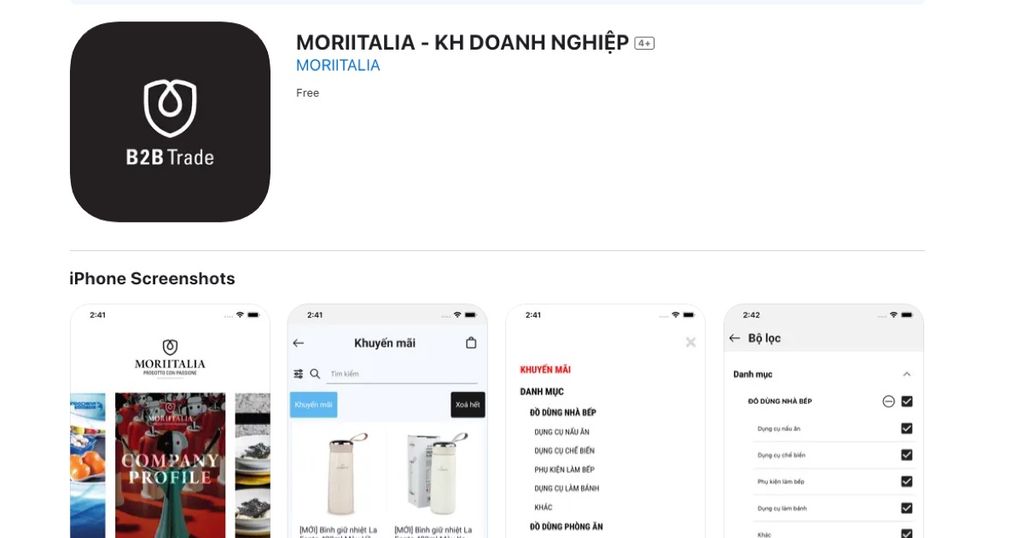 Hướng dẫn cài đặt & sử dụng app Moriitalia B2B