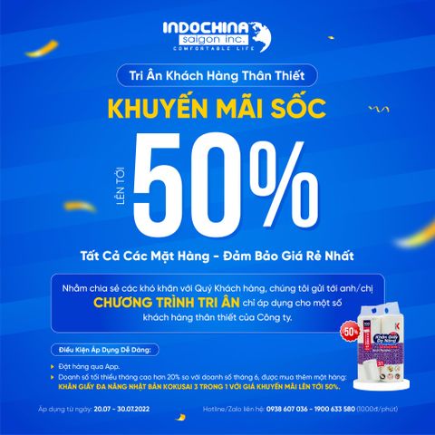 SIÊU KHUYẾN MÃI LÊN ĐẾN 50% - TRI ÂN KHÁCH HÀNG 🔥