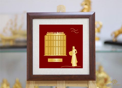 Quà tặng thiết kế riêng tri ân nhân viên ngân hàng: Tranh Nam Á Bank mạ vàng