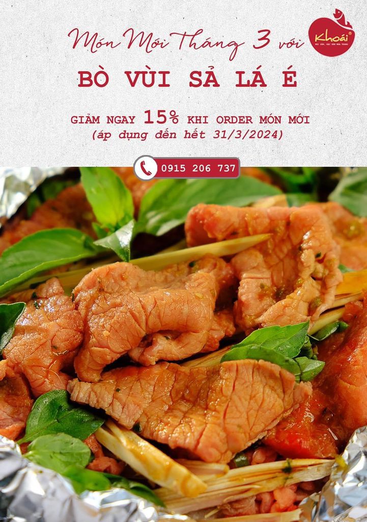 💥 MÓN MỚI THÁNG 3 – THẢ GA THƯỞNG THỨC  💥 BÒ VÙI SẢ LÁ É THƠM NỨC (Giảm giá 15% khi order món mới)