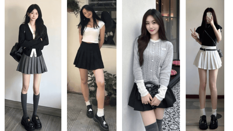 Áo thun croptop mặc với chân váy