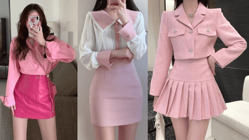 áo màu hồng mặc với quần màu hồng