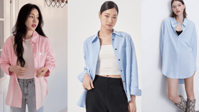 áo sơ mi mặc với áo thun form rộng trong dành cho nữ