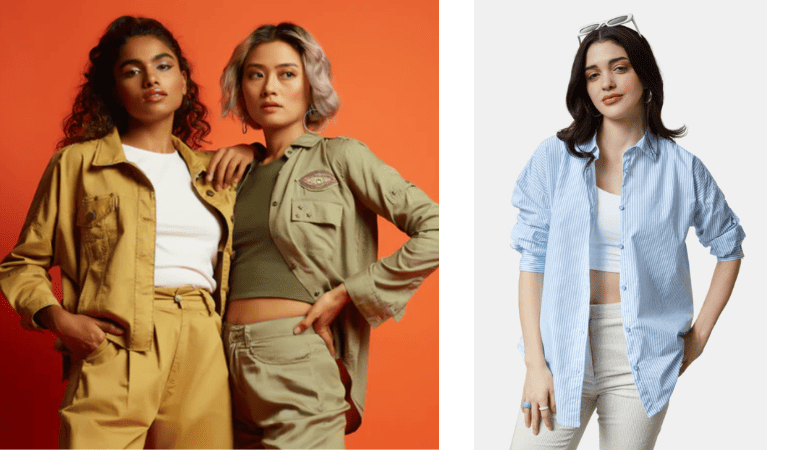 Áo sơ mi mặc với áo thun layering