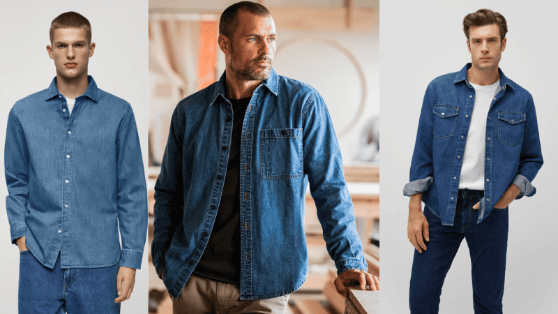 áo thun mặc với sơ mi tay denim
