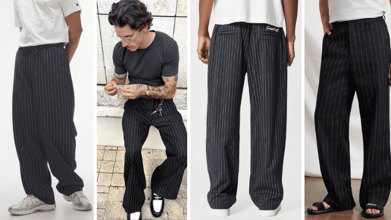 áo thun basic + quần tây họa tiết