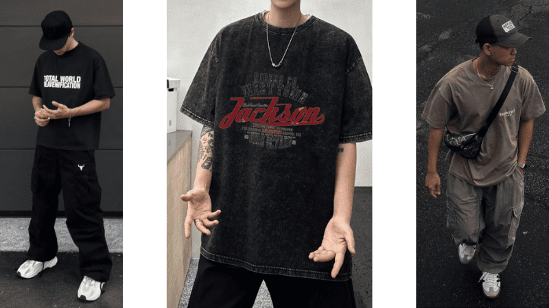 Áo thun graphic + quần jogger