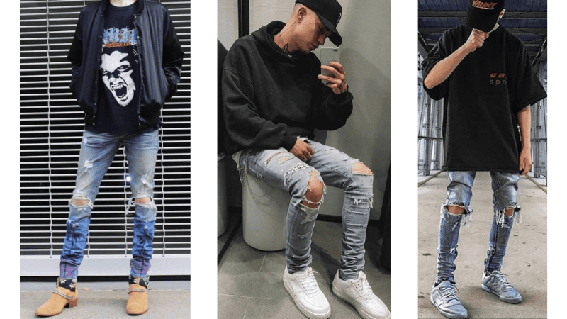 Áo thun slimfit + Quần tây rách