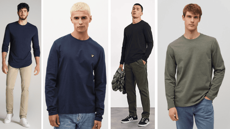 Áo thun tay dài mặc với quần jeans