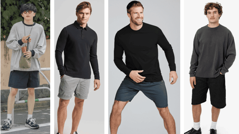 Áo phông tay dài mặc với quần short