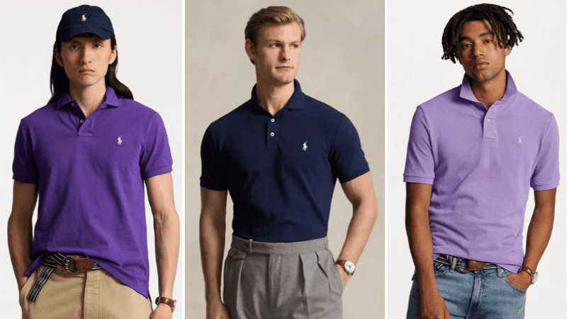 Áo thun màu tím có cổ polo