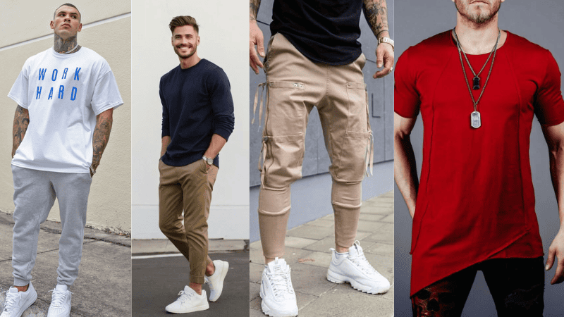 Áo thun vạt bầu nam mặc với quần jogger