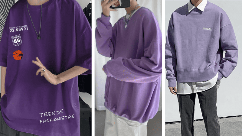 Áo thun màu tím oversize dành cho nam