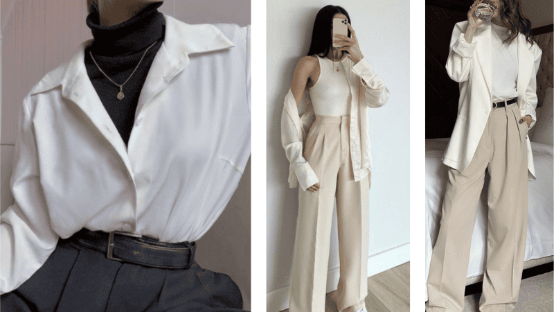 áo sơ mi mặc với áo thun cổ trong dành cho nữ