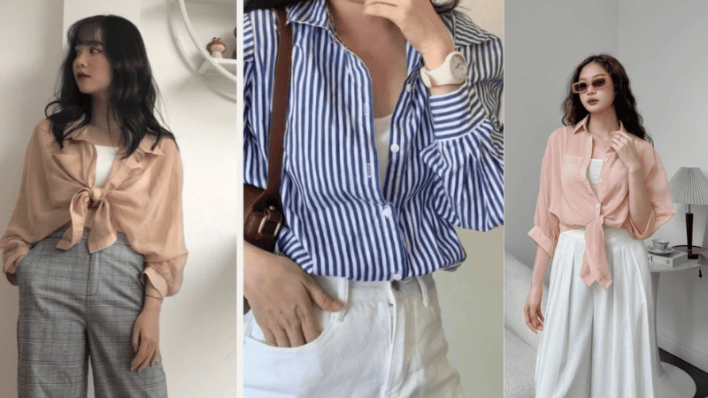 áo sơ sơ mi vắt chèo rồi đóng thùng mặc với áo sơ mi