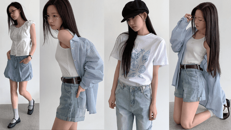 Khoe dáng cùng với áo thun trắng và quần short