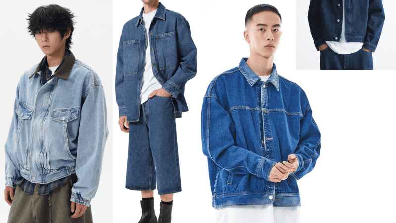 Áo thun vạt bầu nam mặc với áo khoác denim