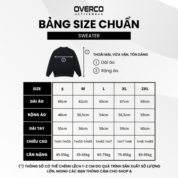 bảng size áo sweater