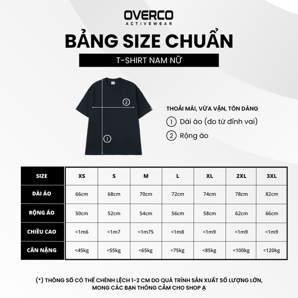 Bảng size áo thun