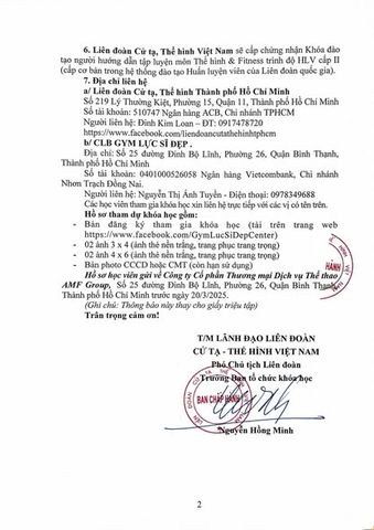THÔNG BÁO VỀ VIỆC ĐIỀU CHỈNH THỜI GIAN TỔ CHỨC KHÓA ĐÀO TẠO NGƯỜI HƯỚNG DẪN TẬP LUYỆN MÔN THỂ HÌNH & FITNESS TRÌNH ĐỘ HLV CẤP 2 TẠI TP HỒ CHÍ MINH