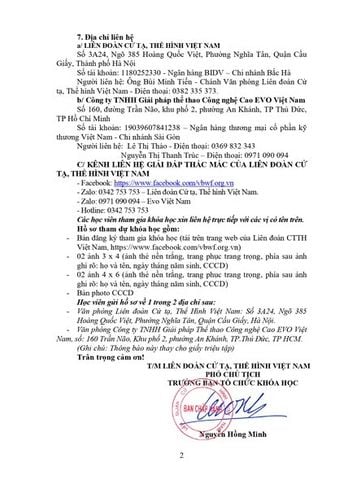 THÔNG BÁO: TỔ CHỨC KHÓA HỌC ĐÀO TẠO NGƯỜI HƯỚNG DẪN TẬP LUYỆN MÔN THỂ HÌNH & FITNESS TRÌNH ĐỘ HLV CẤP 2 TẠI THÀNH PHỐ HÀ NỘI