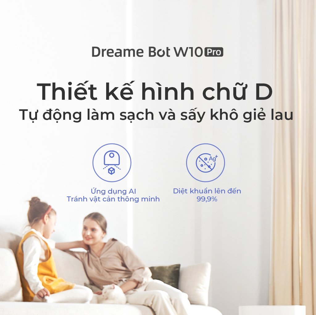 Robot lau sàn hút bụi tự làm sạch Dreame Bot W10 Pro 8