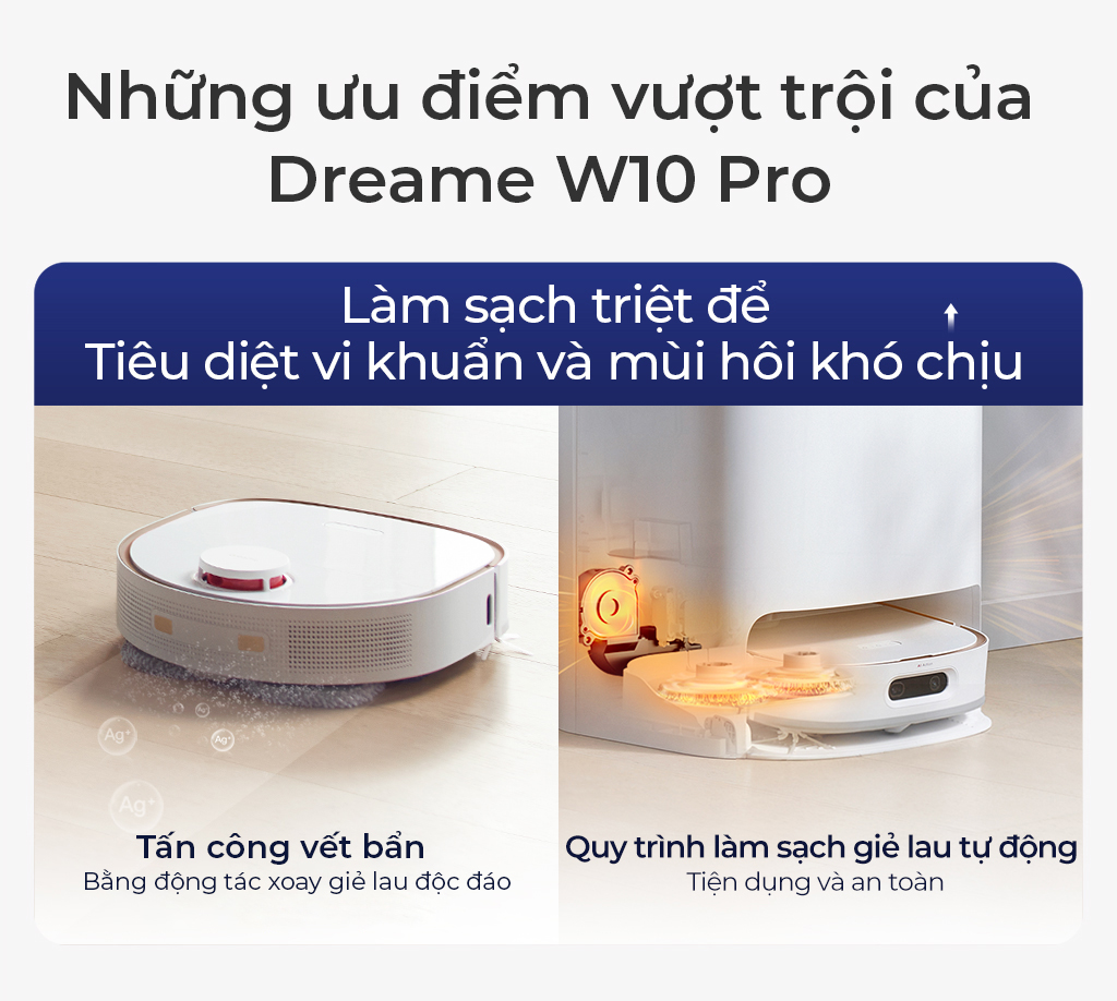 Robot lau sàn hút bụi tự làm sạch Dreame Bot W10 Pro 10