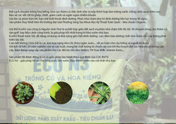 Eco N3 – Giá Thể Giàu Dinh Dưỡng Nhả Chậm - Đất Sạch Trồng Hoa, Các Loại Hoa Kiểng Và Thảm Cỏ