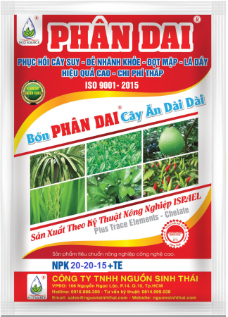 PHÂN DAI NPK 20-20-15+TE DƯỠNG CÂY - NUÔI TRÁI