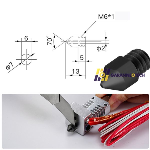 Đầu In 3D MK8 Chất Lượng Cao Bằng Thép Cacbon ĐK Nhựa 1.75mm ĐK Lỗ Phun Nhựa 0.4-0.6-0.8