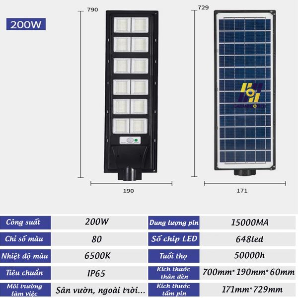 Đèn Led Năng Lượng Mặt Trời Sân Vườn, Đường Phố Công Suất 30-200W