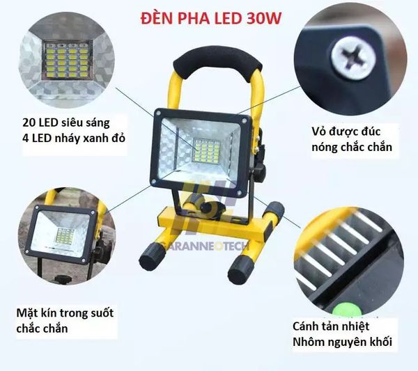 Đèn Pha LED 30W Đa Năng Siêu Tiết Kiệm Điện Chống Nước IP65