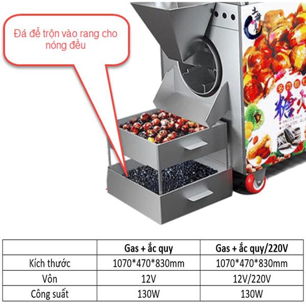 Máy Rang Hạt Dẻ, Hạt Ngũ Cốc, Đậu Phộng Đa Năng