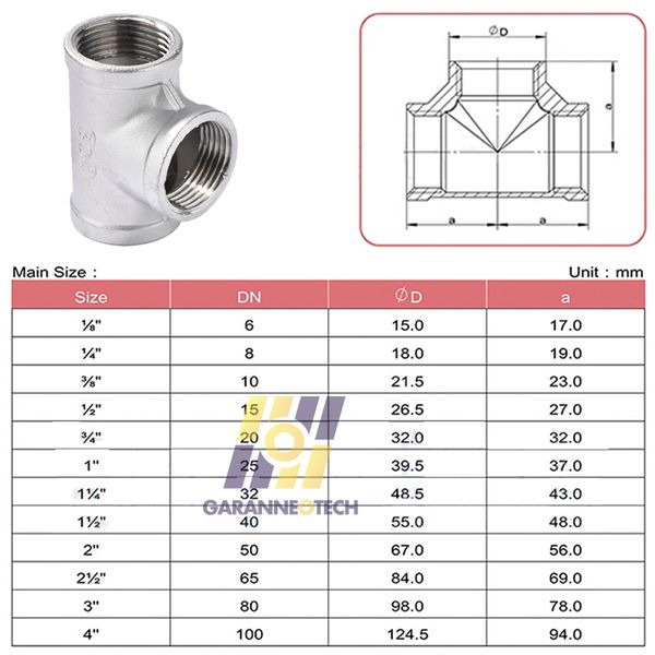 Tê Ren Thép Không Gỉ Inox 304