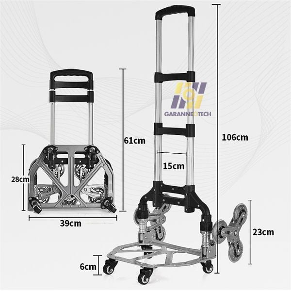 Xe đẩy hàng leo cầu thang 6 bánh gấp gọn được làm từ hợp kim nhôm cao cấp