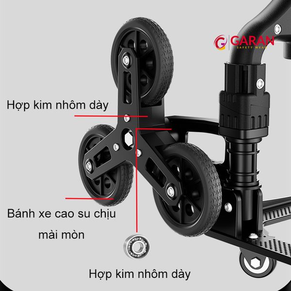 Xe kéo hàng leo cầu thang tải trọng 80kg chất liệu hợp kim nhôm có 6 bánh