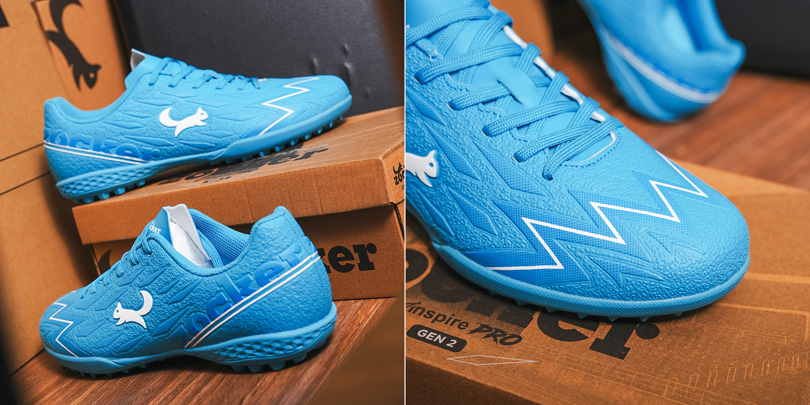 GIÀY ĐÁ BÓNG CỎ NHÂN TẠO ZOCKER INSPIRE PRO 2 TF SNS 009 - XANH/TRẮNG –  Thanh Hùng Futsal