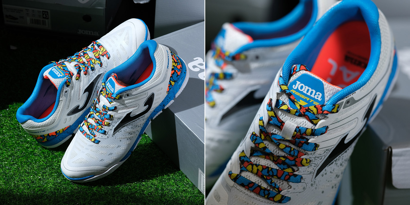 GIÀY ĐÁ BÓNG SÂN FUTSAL JOMA SUPER REGATE 2254 - TRẮNG/XANH DƯƠNG