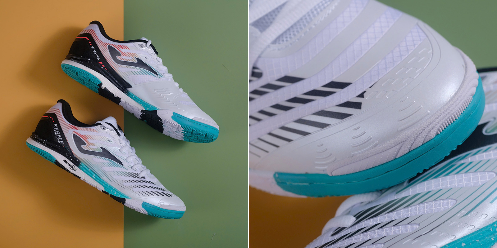 GIÀY ĐÁ BÓNG SÂN FUTSAL JOMA REGATE REBOUND 2502 - TRẮNG/ĐEN/XANH