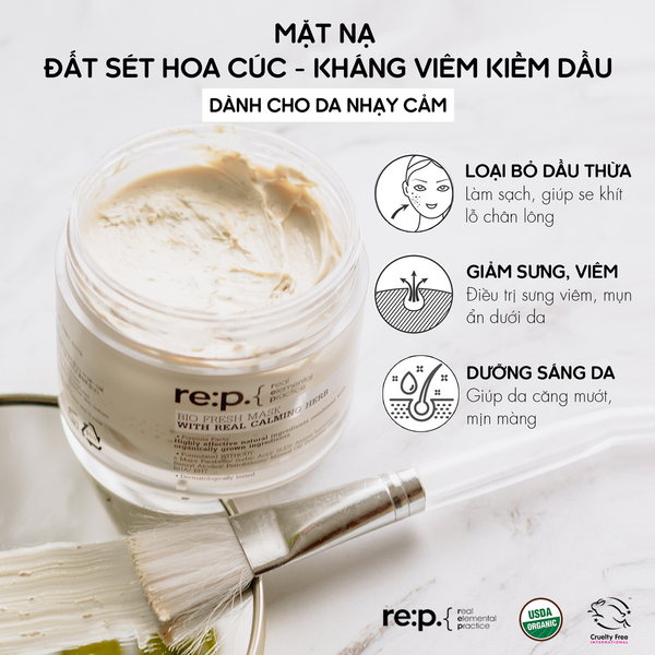 Mặt nạ đất sét Re:p Bio Fresh Mask With Real Calming Herbs 130g Cỏ  Cosmetics &amp; Skincare chuỗi cửa hàng mỹ phẩm chính hãng