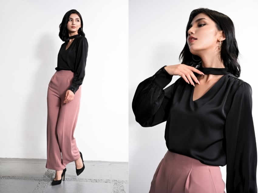 Quần culottes cạp xếp ly