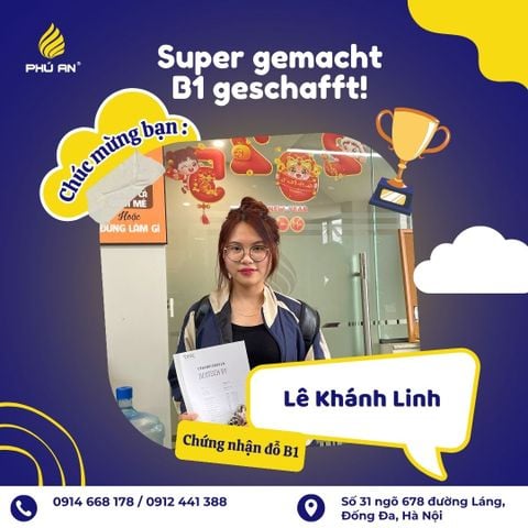 Chúc mừng các bạn học viên đã xuất sắc đạt chứng chỉ B1 tiếng Đức!