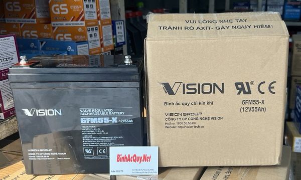 ắc quy vision 6fm55-x (12v-55ah)