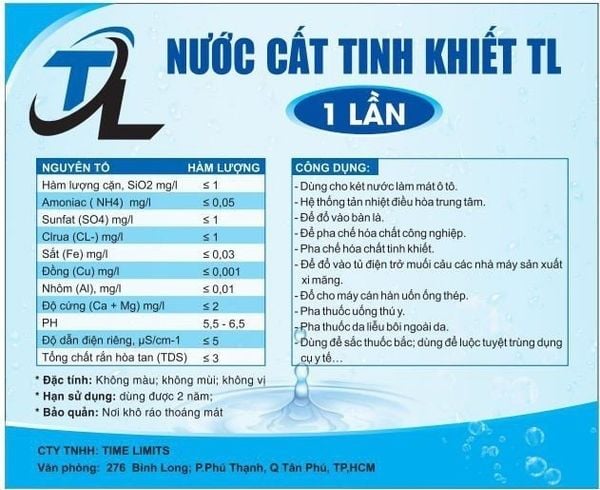 NƯỚC CẤT TL 1 LẦN