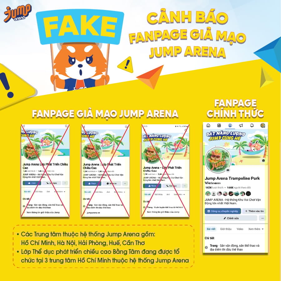 THÔNG BÁO VỀ CÁC TRANG GIẢ MẠO JUMP ARENA