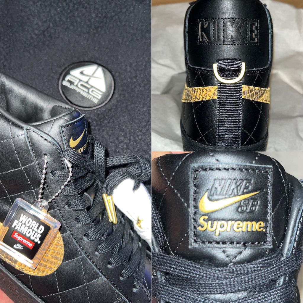 Những hình ảnh đầu tiên của Supreme x Nike SB Blazer Quilted Snakeskin