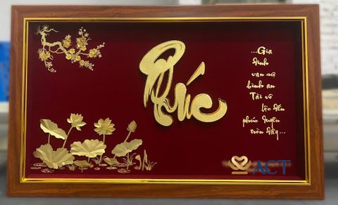 Các Mẫu Tranh Thư Pháp Hoa Sen Dát Vàng 24k Đẹp