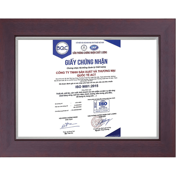 Quà tặng tranh Đôi Chim Công dát vàng 24k ACT GOLD ISO 9001:2015